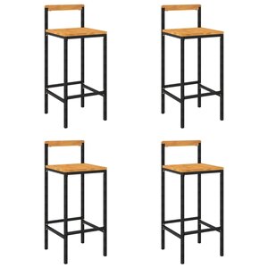 vidaXL Tabourets de bar lot de 4 noir résine tressée et bois d'acacia