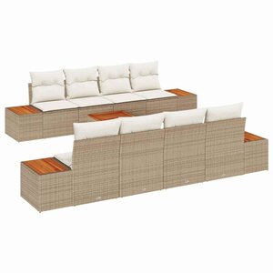vidaXL Ensemble de canapé de jardin 9 Pièces Beige Poly rotin