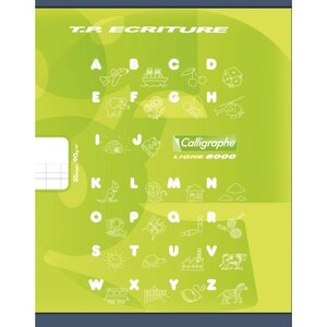 Cahier piqûre 32 pages  1 page double ligne 4 mm et 1 page unie 90 g  format 17 x 22 cm CALLIGRAPHE
