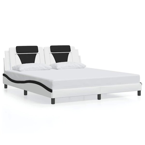 vidaXL Cadre de lit Viana sans matelas blanc et noir 180x200 cm similicuir
