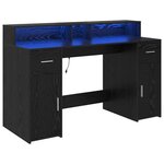 vidaXL Bureau avec porte Chêne noir 140 x 55 x 91 cm Bois d'ingénierie