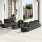 vidaXL Ensemble de canapé de jardin 10 Pièces Noir Poly rotin