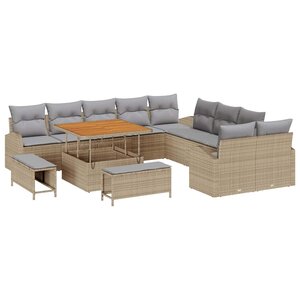 vidaXL Ensemble de canapé de jardin 13 Pièces Beige  Gris clair