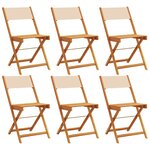 vidaXL Chaises de jardin pliantes lot de 6 beige tissu et bois massif