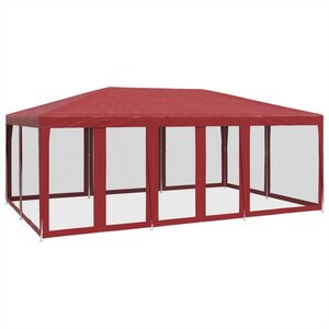vidaXL Tente de fête avec 10 parois latérales maille rouge 6x4 m PEHD