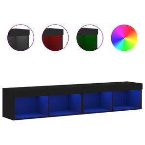 vidaXL Meubles TV avec lumières LED 2 Pièces noir 80x30x30 cm