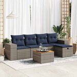 vidaXL Salon de jardin 6 Pièces avec coussins gris résine tressée