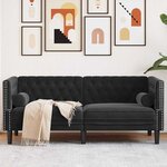 vidaXL Canapé Chesterfield Autre Noir 174 x 74.5 x 70.5 cm Velours