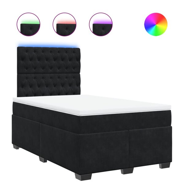 vidaXL Sommier à lattes de lit avec matelas Noir 120x200 cm Velours