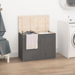 vidaXL Boîte à linge Gris 88 5x44x66 cm Bois massif de pin