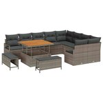 vidaXL Ensemble de canapé de jardin 12 Pièces Gris Poly rotin