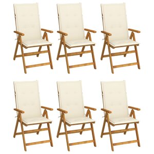 vidaXL Chaises pliables de jardin lot de 6 avec coussins Bois d'acacia