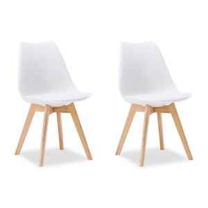 2 Chaises Blanches avec Pieds en Bois