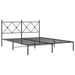 vidaXL Cadre de lit métal sans matelas avec tête de lit noir 150x200cm