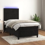 vidaXL Sommier à lattes de lit et matelas LED Noir 100x200 cm Velours