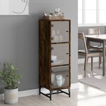 vidaXL Buffet avec portes en verre chêne fumé 35x37x120 cm