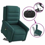 vidaXL Fauteuil inclinable de massage électrique Vert foncé Tissu