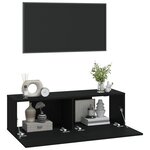 vidaXL Meubles TV muraux 2 Pièces noir 100x30x30 cm bois d'ingénierie