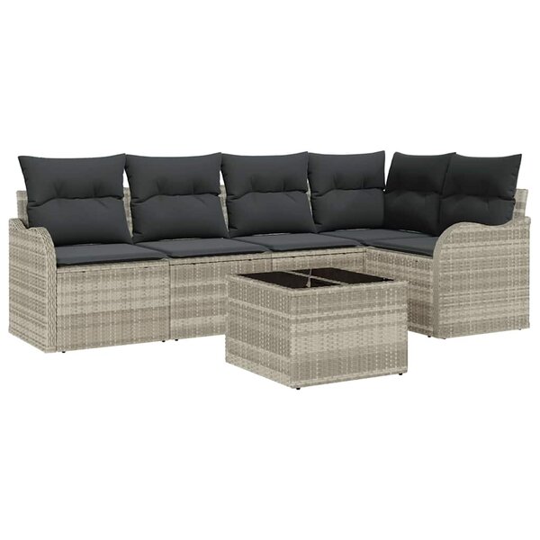 vidaXL Ensemble de canapé de jardin 6 Pièces Gris clair Poly rotin