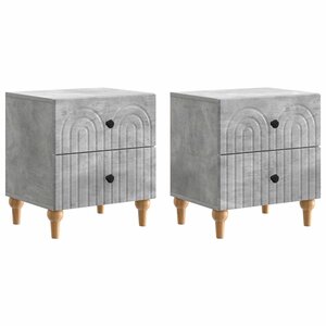vidaXL Cabinet de chevet 2 Pièces Gris béton 43 x 34 5 x 48 cm