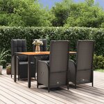 vidaXL Ensemble à manger de jardin coussins 5Pièces Noir Résine tressée