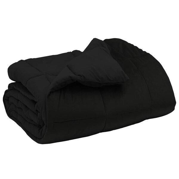 vidaXL Duvet d'hiver Matelassé Noir 220 x 240 cm Microfibre