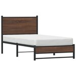 vidaXL Cadre de lit en métal avec tête de lit chêne marron 90x190 cm