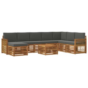 vidaXL Ensemble de canapés d'extérieur 7 Pièces Naturel et Anthracite