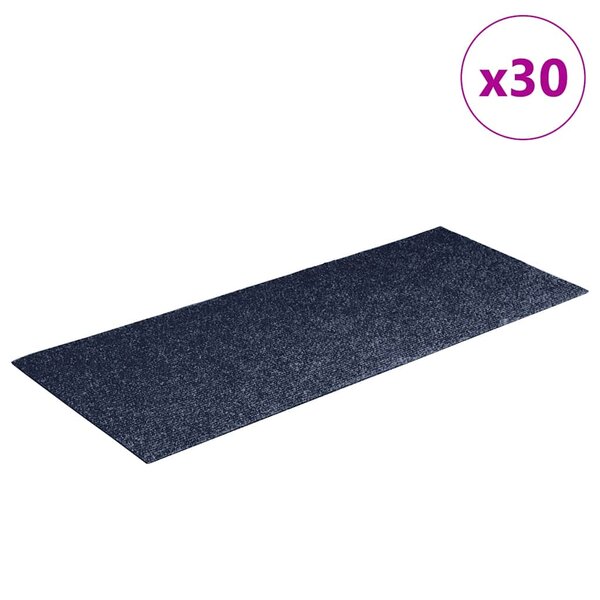 vidaXL Tapis d'escalier autocollants 30 pièces 60 x 25 cm Gris Bleu Rectangulaire