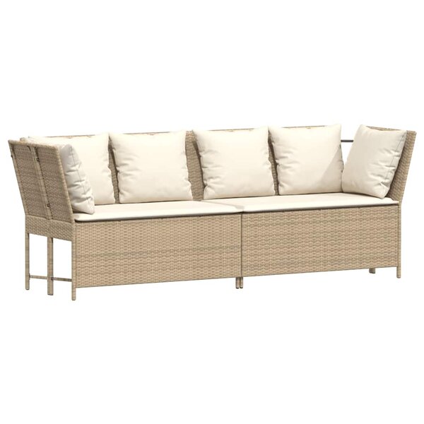 vidaXL Canapé de jardin avec coussins beige résine tressée