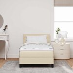 vidaXL Lit à ressorts avec matelas avec LED Crème 100 x 200 cm tissu