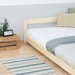 Lit double scandinave COMFY 160 x 200 gris et naturel