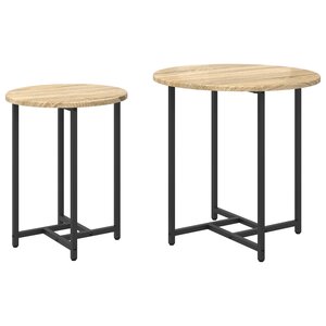 Table d'appoint vidaXL 2 pièces bois d'ingénierie chêne Sonoma et métal