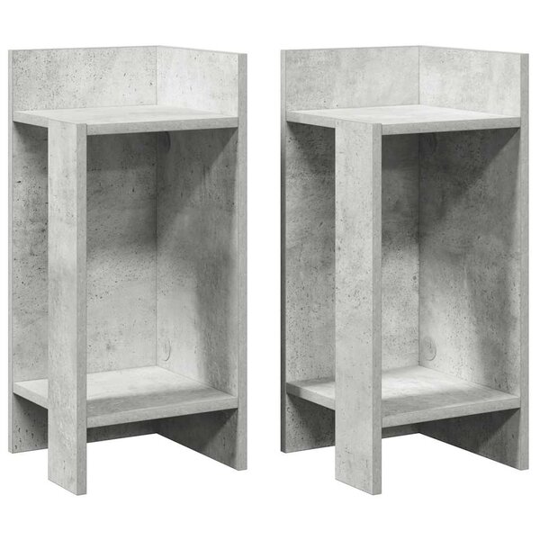 vidaXL Tables d'appoint 2 Pièces avec étagère gris béton 25 5x27x60 cm