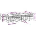 vidaXL Ensemble à manger de jardin avec coussins 13 Pièces noir textilène
