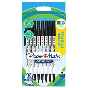 Stylo à bille Kilometrico blister de 8 noir Paper Mate