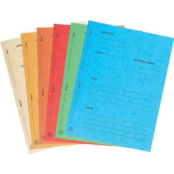 Pack de 25 Dossiers plaidoirie AVOCATS 'Pour / Contre' carte lustrée Assorties x 5 EXACOMPTA