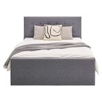 Lit rembourré 140x200 cm gris   avec sommier - 4 tiroirs de lit