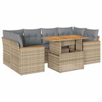 vidaXL Salon de jardin 6 Pièces avec coussins beige résine tressée acacia