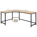 Bureau/table d'ordinateur d'angle en bois et métal 168 x 125 x 74 cm couleur de bois