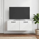 vidaXL Meuble TV mural Montage mural Blanc brillant 78 5 x 41 x 30 cm