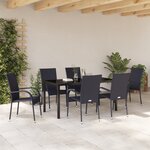 vidaXL Ensemble de salle à manger de jardin 7 pièces en rattan poly noir