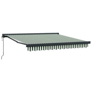 vidaXL Auvent Rétractable Vert et blanc 300 x 250 cm Tissu et Métal
