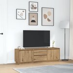 vidaXL Meuble TV avec éclairages LED chêne artisanal 160 5x41x50 cm