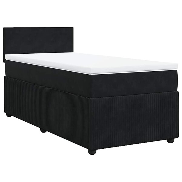 vidaXL Sommier à lattes de lit et matelas Noir 80x200 cm Velours