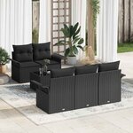 vidaXL Ensemble de canapé de jardin 6 Pièces Noir Poly rotin