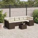 vidaXL Salon de jardin 8 Pièces avec coussins marron résine tressée