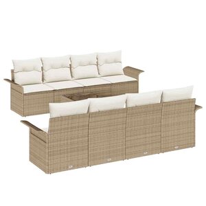 vidaXL Ensemble de canapé de jardin 9 Pièces Beige Poly rotin