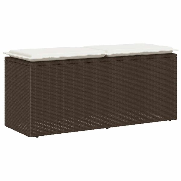 vidaXL Banc de jardin avec coussin marron 110x40x44 cm résine tressée