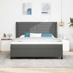 vidaXL Lit à ressorts avec matelas Gris foncé 180 x 200 cm tissu